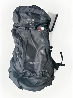 Osprey Kestrel 58 Hiking Backpack Medium/Large, Black with Rain Cover